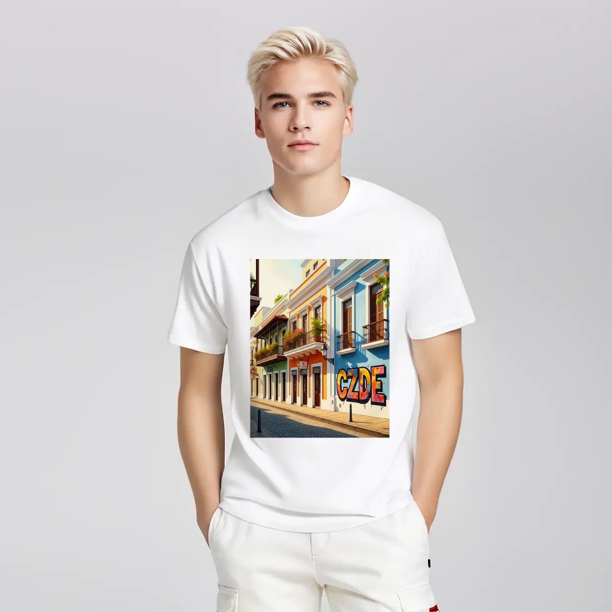 CZDE Old San Juan Street Graphic T-Shirt — Colorful Urban Vibe
