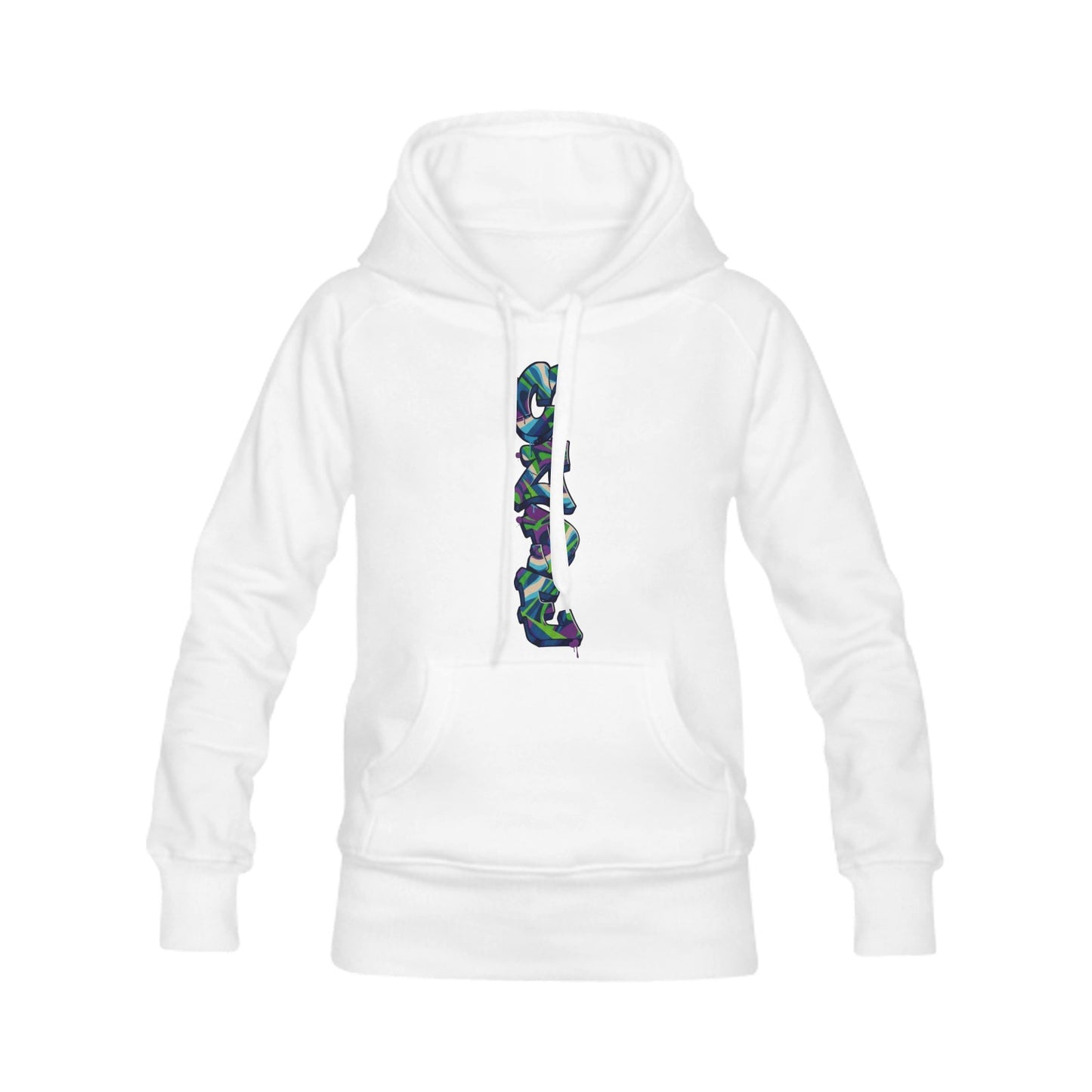 CZDE White Hoodie with Vertical Graffiti