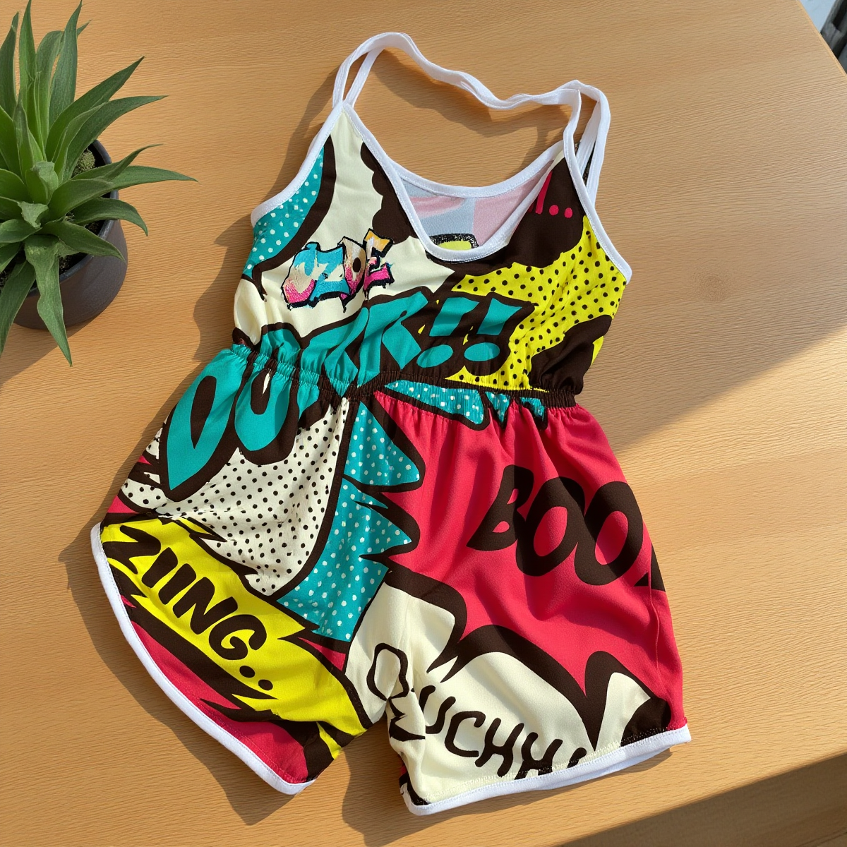 CZDE Women’s Pop Art Comic Romper – Colorful Summer Outfit