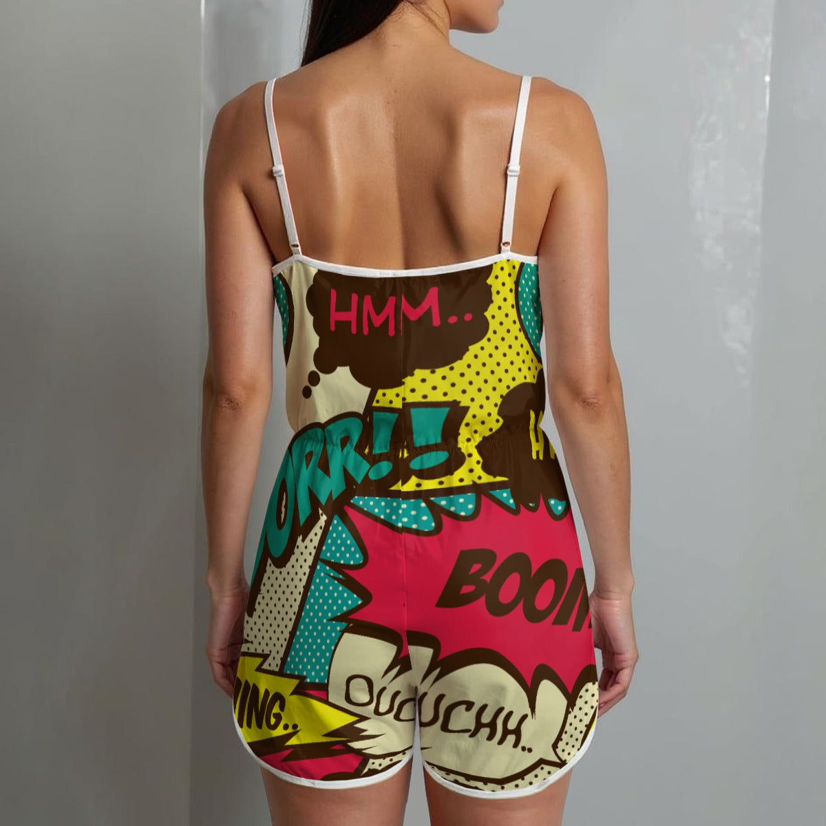 CZDE Women’s Pop Art Comic Romper – Colorful Summer Outfit