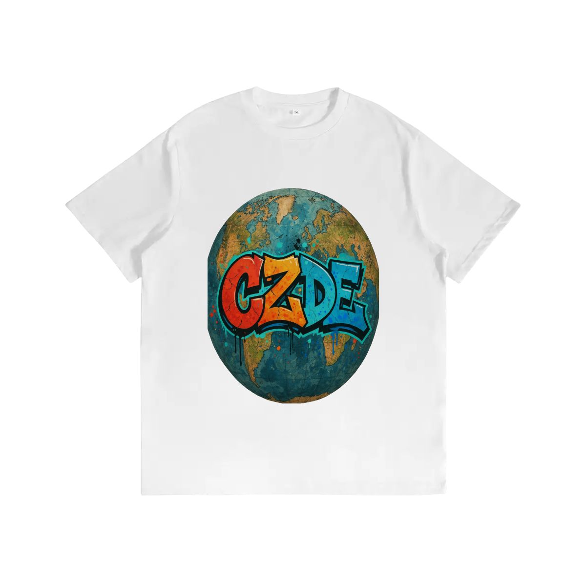 “CZDE Earth Graffiti T-Shirt | Streetwear with Global Vibes”