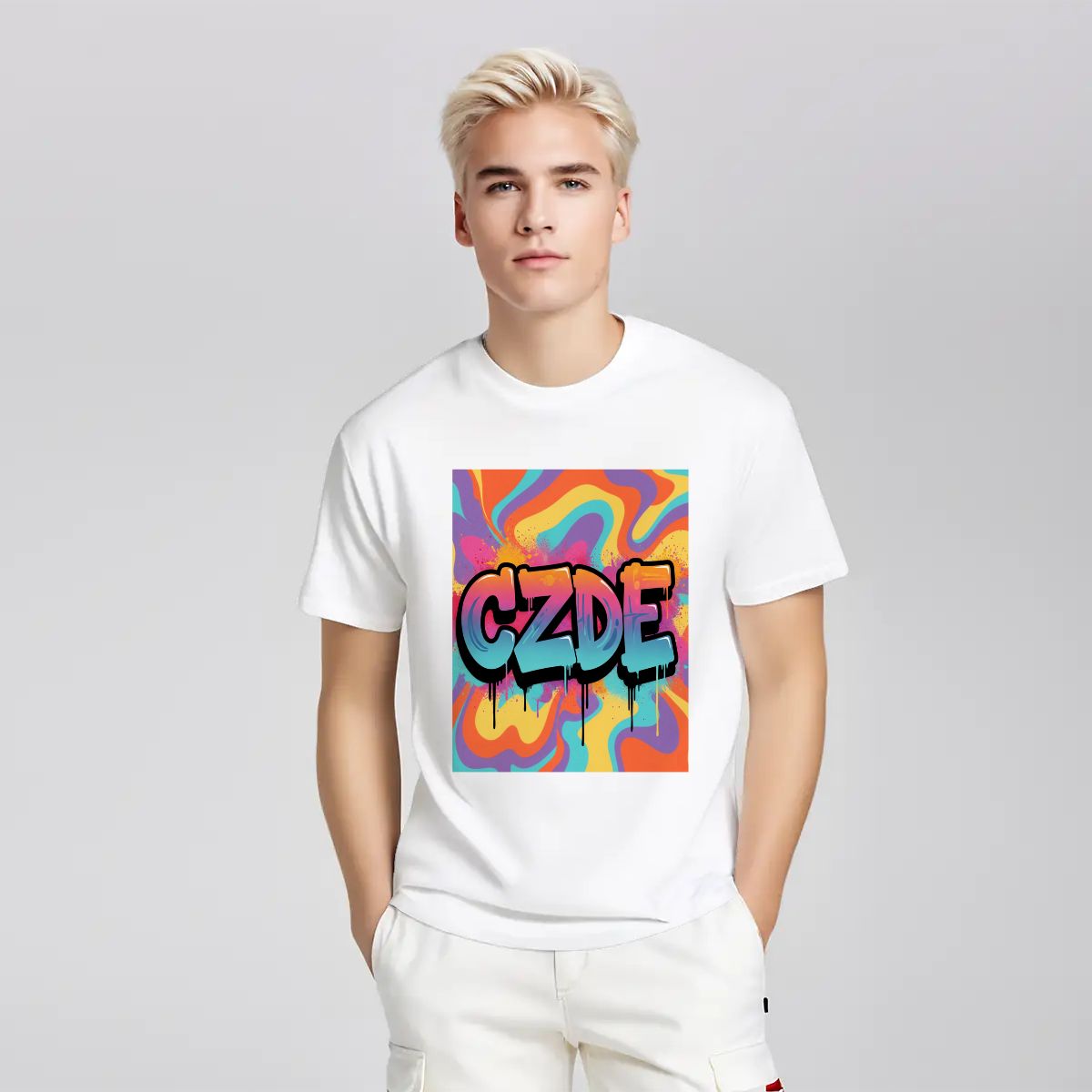 CZDE Color Splash Graphic T-Shirt — Vibrant Street Style