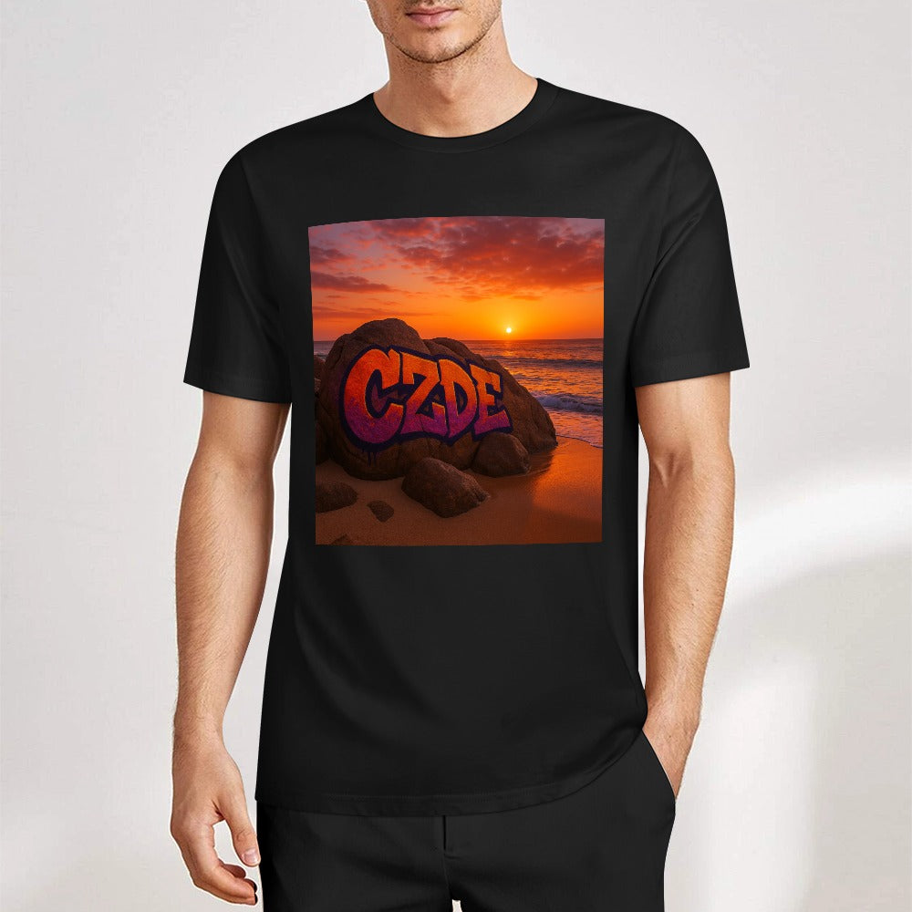 CZDE Sunset Rocks Tee – Art, Soul & Street Identity in Every Golden Hour
