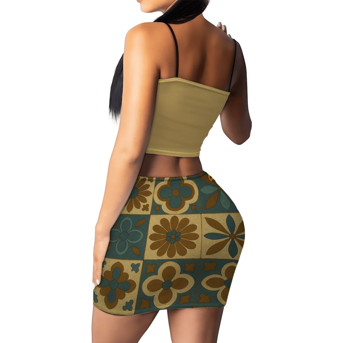 CZDE High Waist Floral Print Mini Skirt – Retro Summer Vibes for Women