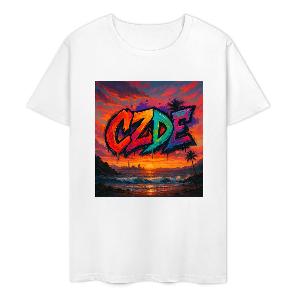 CZDE Dreamscape Tee – Vibrant Sunset Graffiti Shirt | Feel the Heat, Live the Color, Own the Street