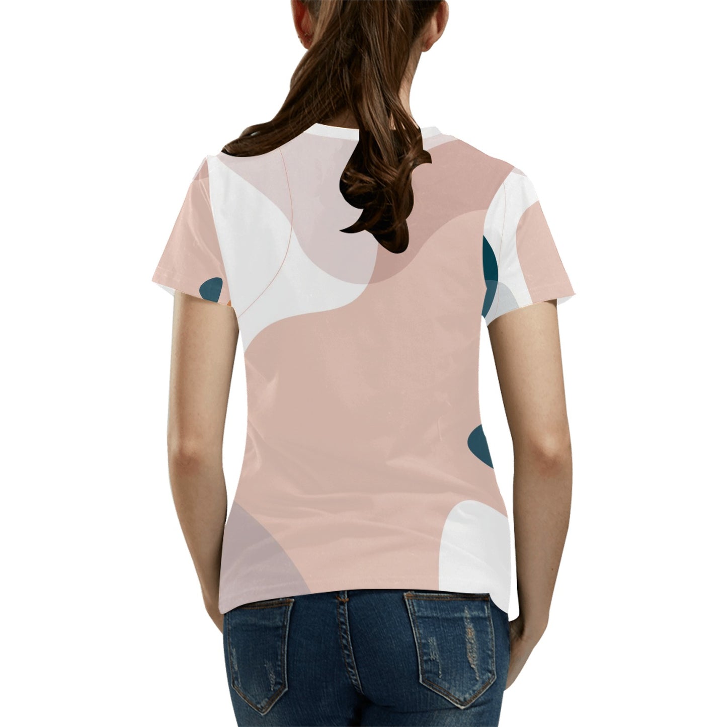 Women’s CZDE Pastel Abstract Graffiti T-Shirt – Casual Streetwear Style