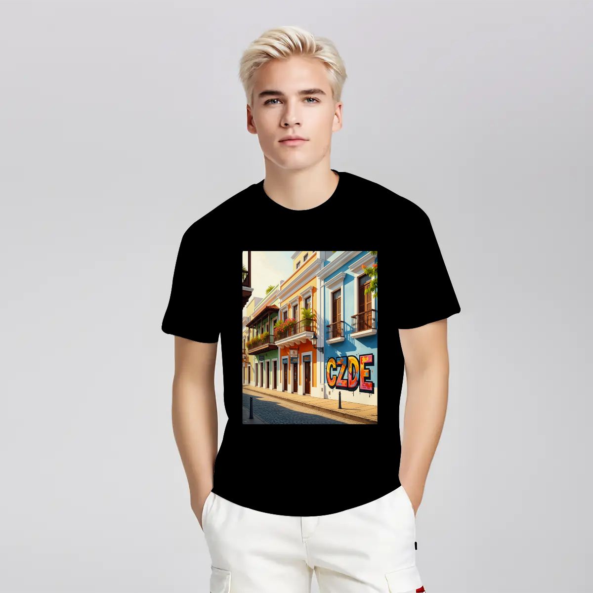 CZDE Old San Juan Street Graphic T-Shirt — Colorful Urban Vibe