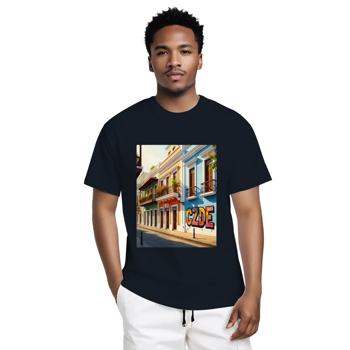 CZDE Old San Juan Street Graphic T-Shirt — Colorful Urban Vibe