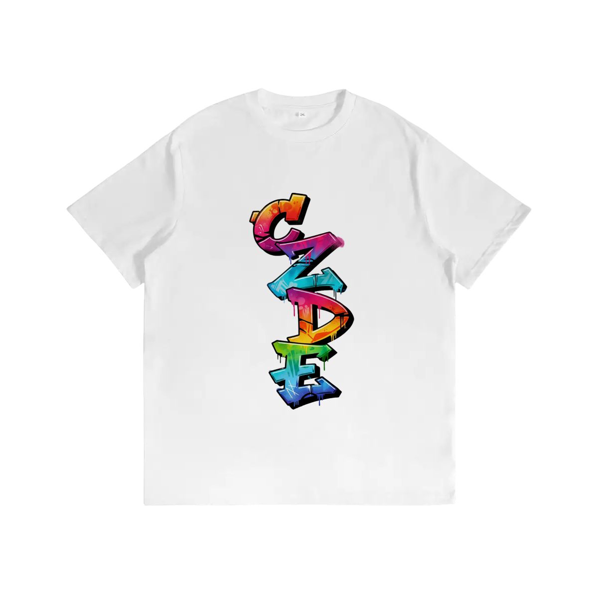 CZDE Vertical Graffiti T-Shirt — Colorful Street Style