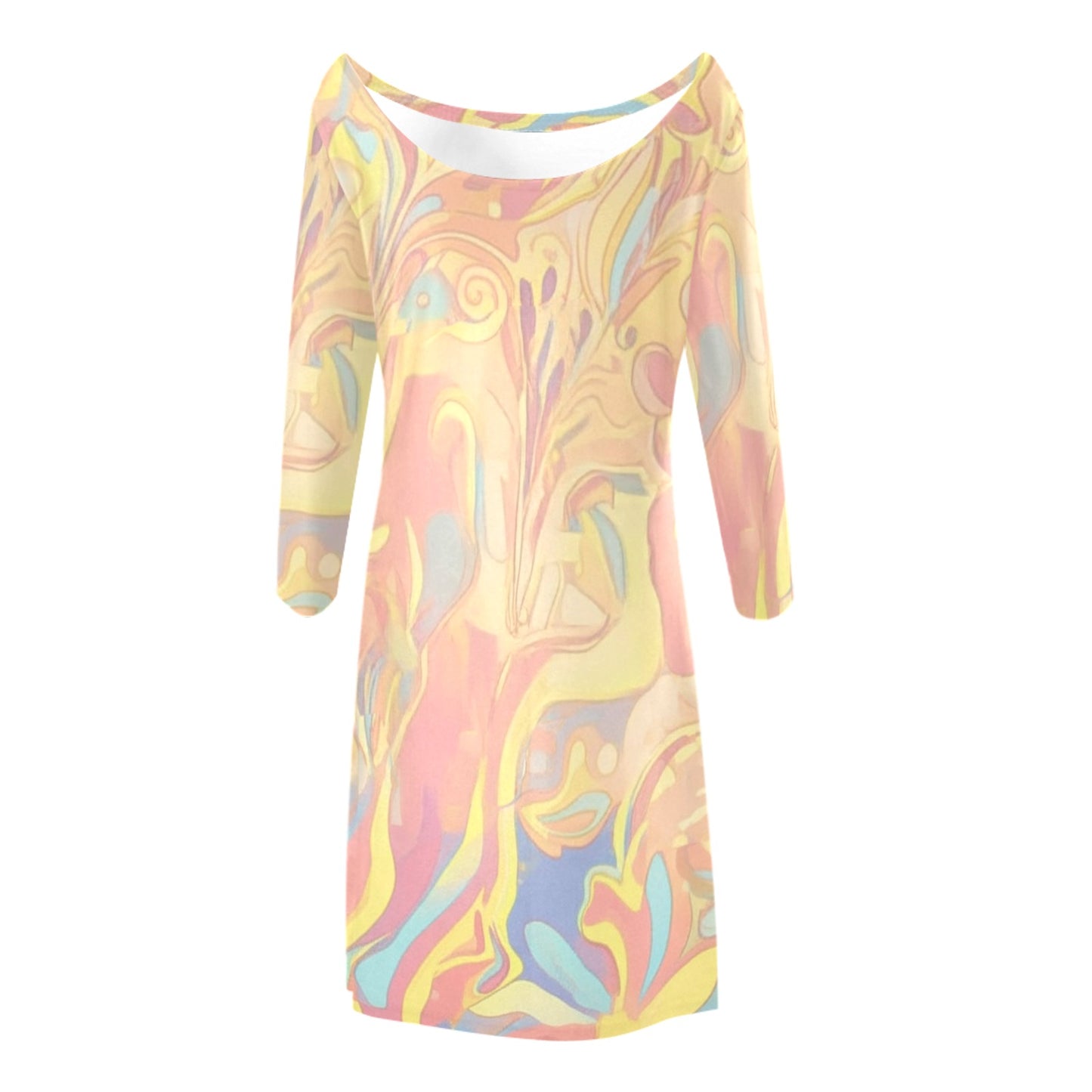Abstract Print Bodycon Dress – 3/4 Sleeve Artistic Style by CZDE