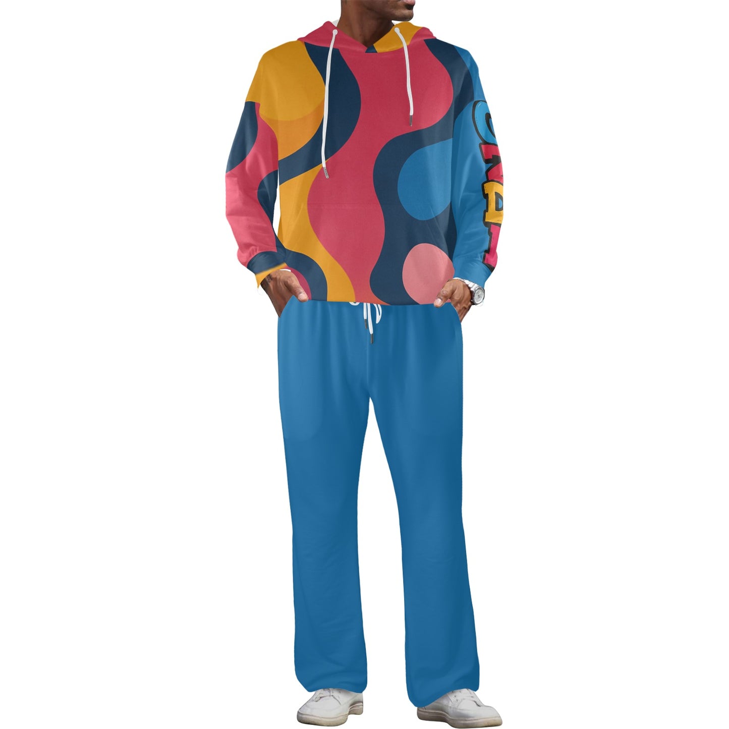 CZDE Abstract Art Tracksuit Set - Colorful Hoodie & Joggers Combo