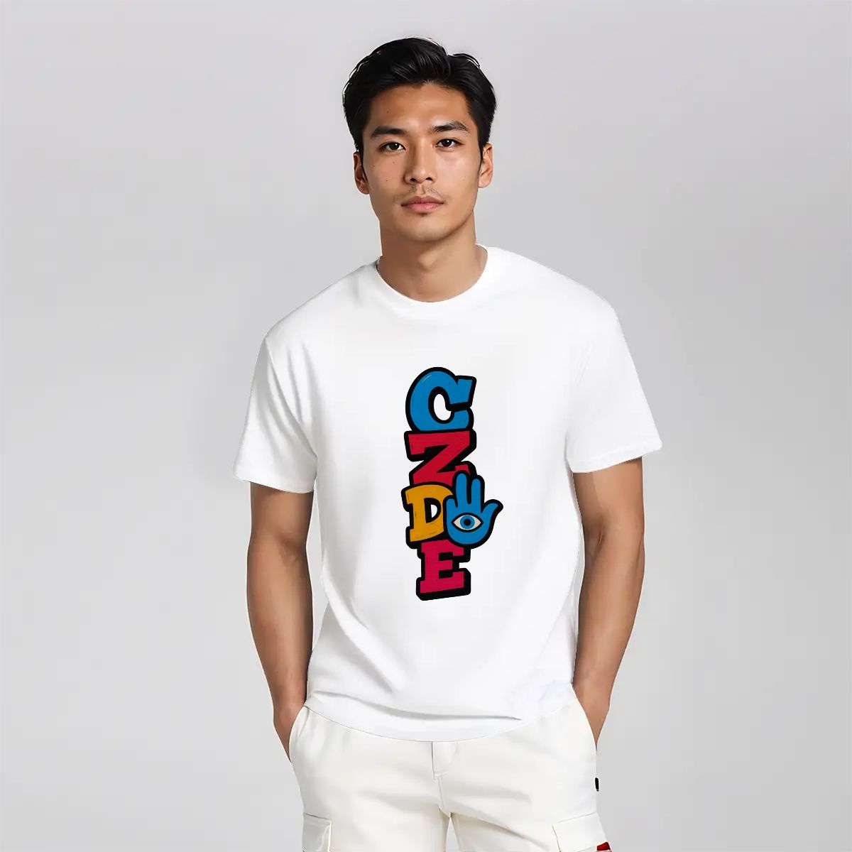 CZDE Vertical Logo T-Shirt - Clean Streetwear Brand Statement | Official Merch