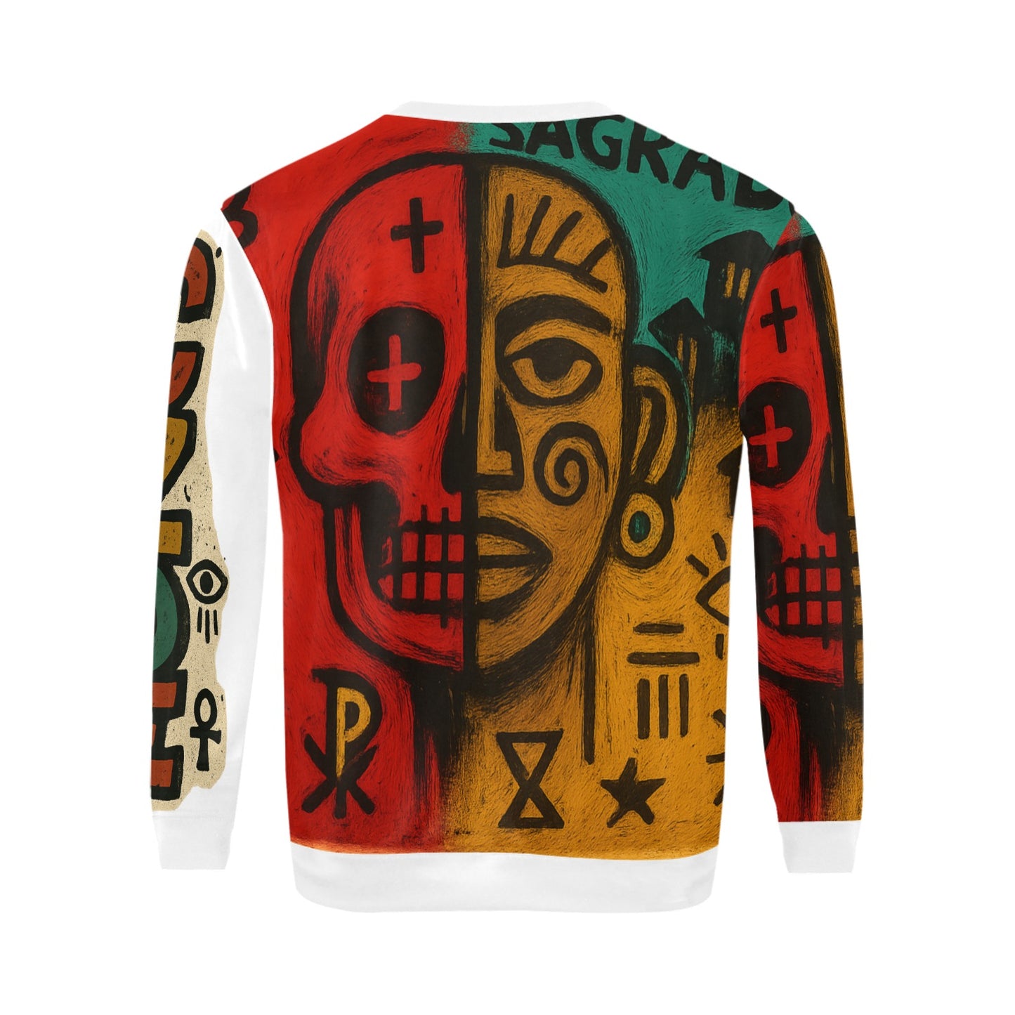 Artistic Skull Design Men's Crew Neck Sweatshirt - Unique Street Art Style