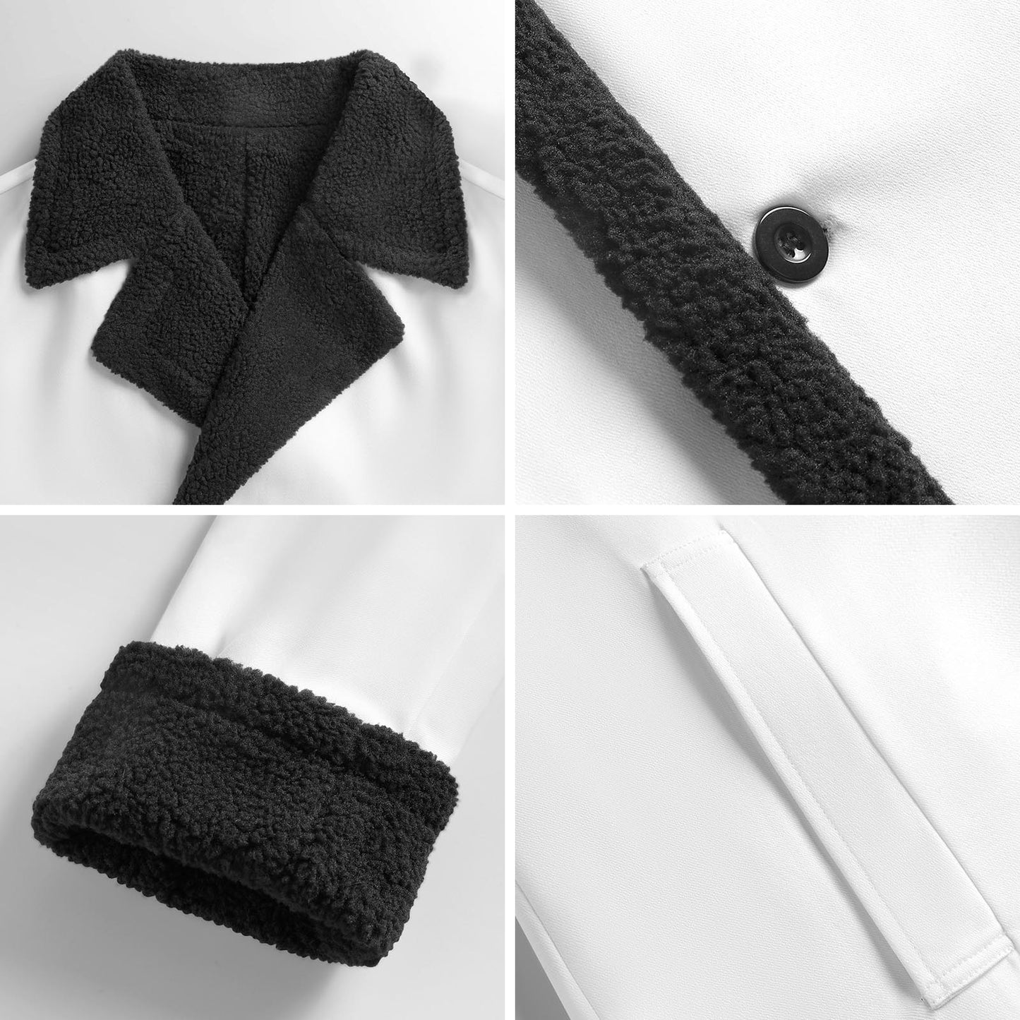 CZDE Color block Double Breasted Coat with Fur Collar - Premium Urban Outerwear