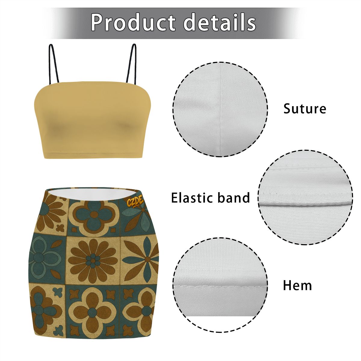 CZDE High Waist Floral Print Mini Skirt – Retro Summer Vibes for Women