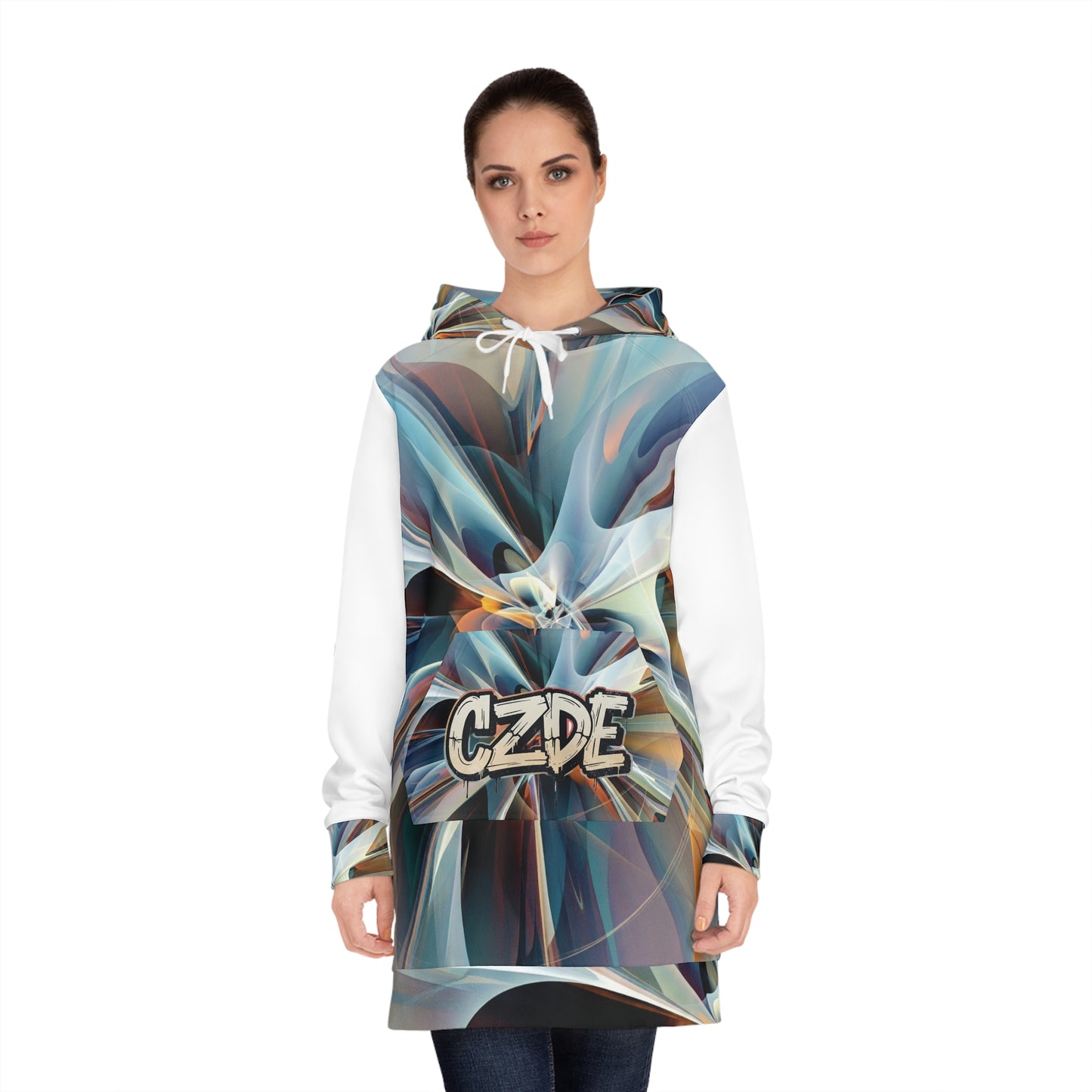 CZDE Abstract Hoodie Dress – Unisex Streetwear Style