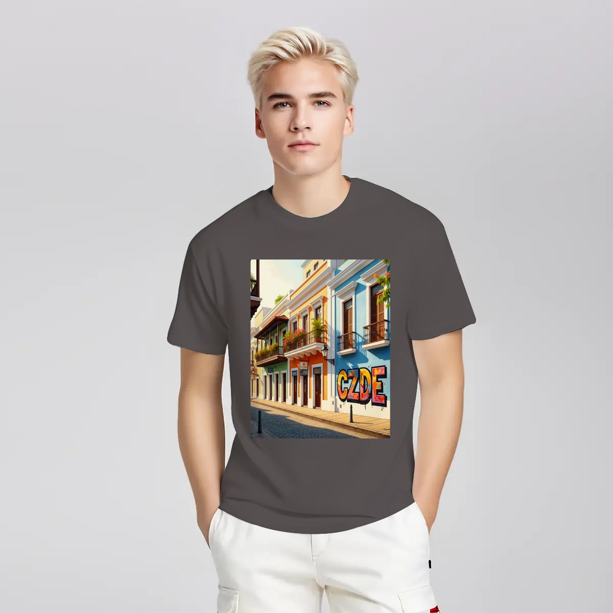 CZDE Old San Juan Street Graphic T-Shirt — Colorful Urban Vibe