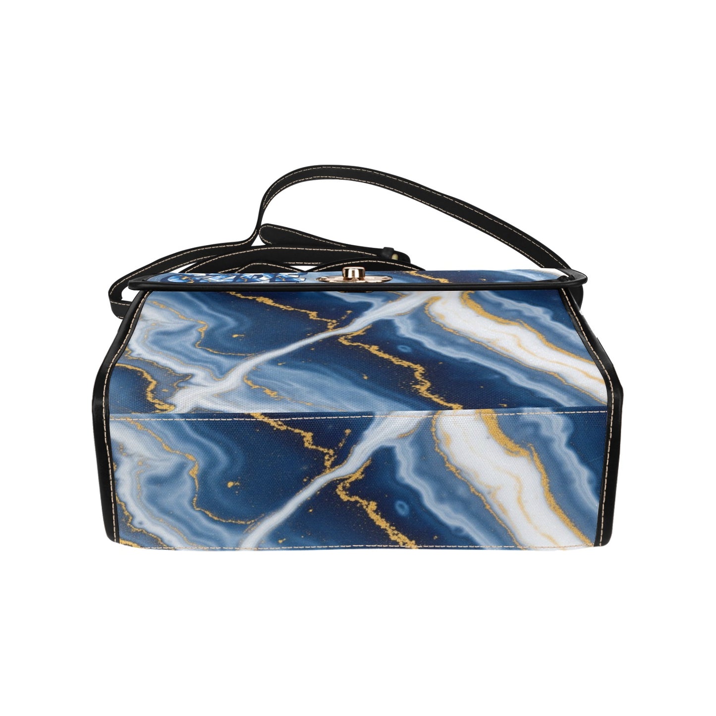 CZDE Women’s Shoulder Bag – Elegant Blue Marble Print Handbag with Strap