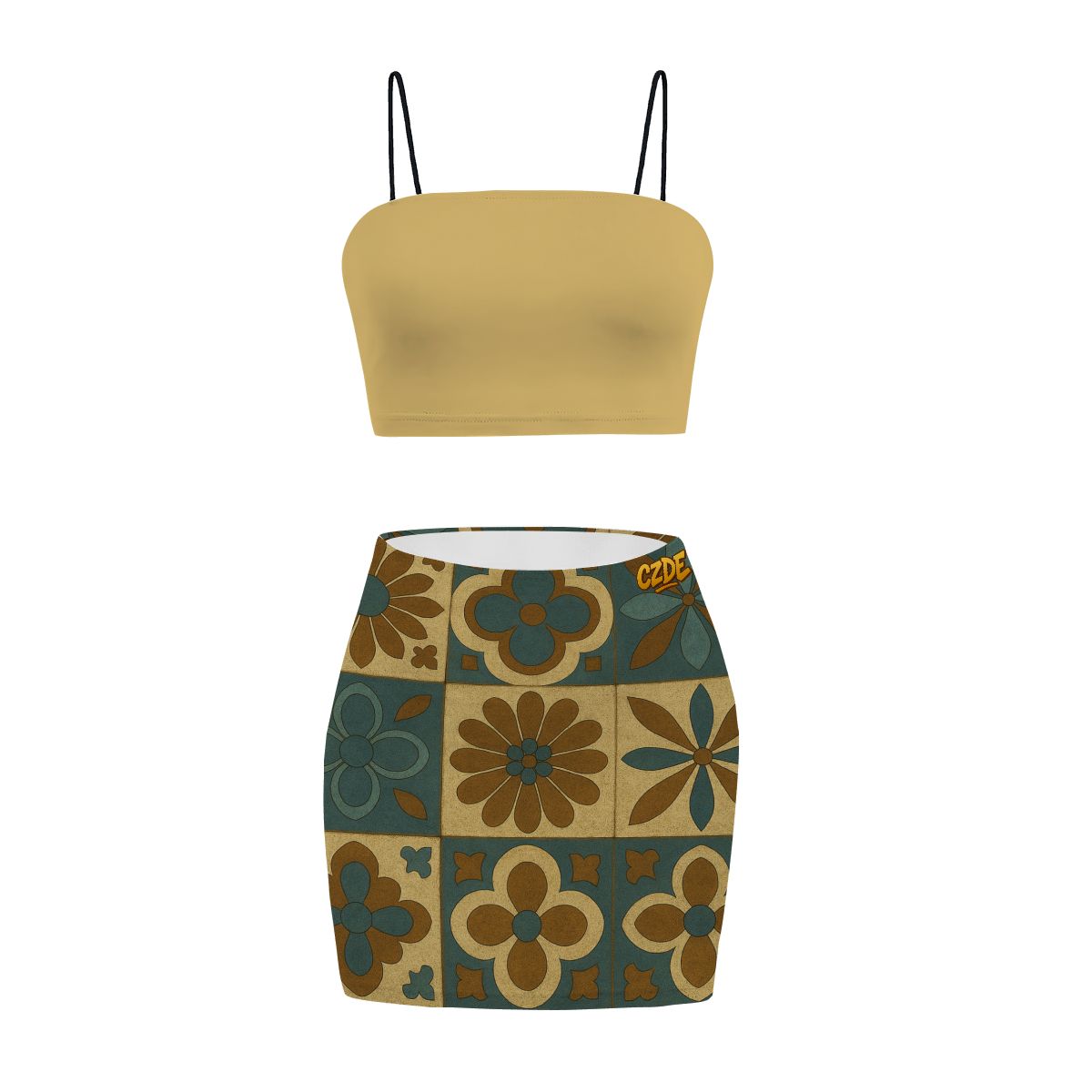 CZDE High Waist Floral Print Mini Skirt – Retro Summer Vibes for Women