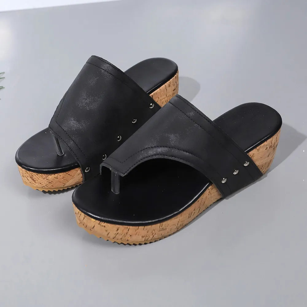 Feel-Good Wedge Sandals – Boho Chic Cork Platform with Toe Loop | Lightweight, Comfy & Stylish Summer Must-Have