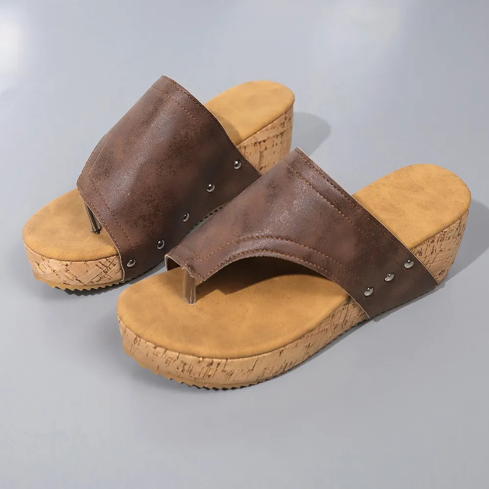 Feel-Good Wedge Sandals – Boho Chic Cork Platform with Toe Loop | Lightweight, Comfy & Stylish Summer Must-Have