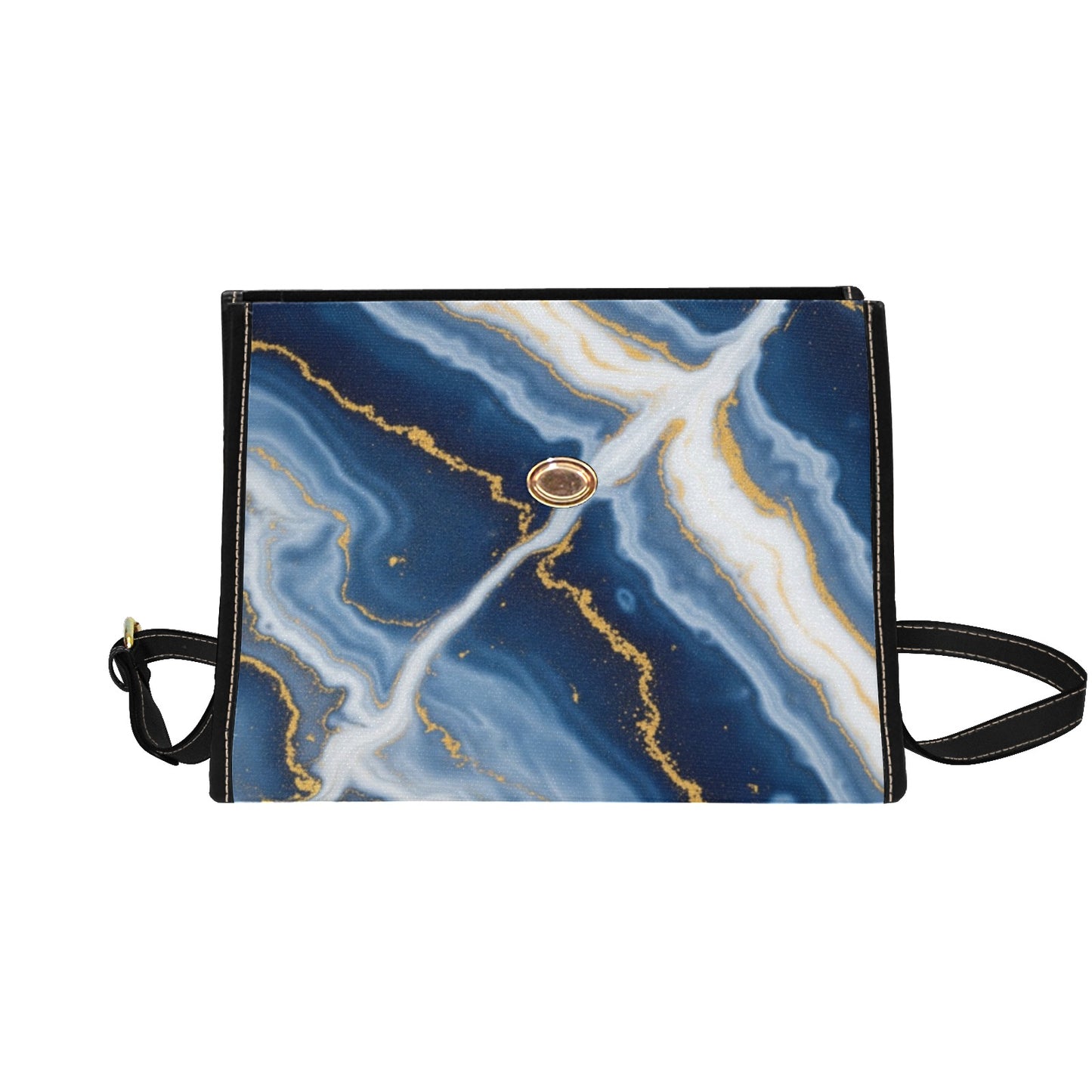 CZDE Women’s Shoulder Bag – Elegant Blue Marble Print Handbag with Strap