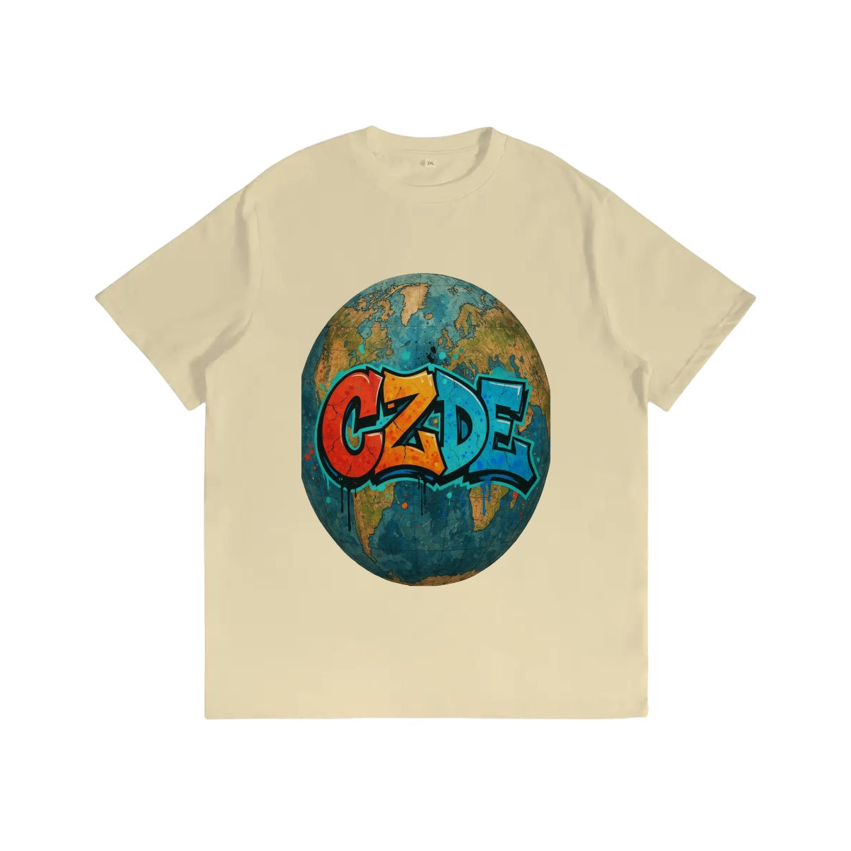 “CZDE Earth Graffiti T-Shirt | Streetwear with Global Vibes”
