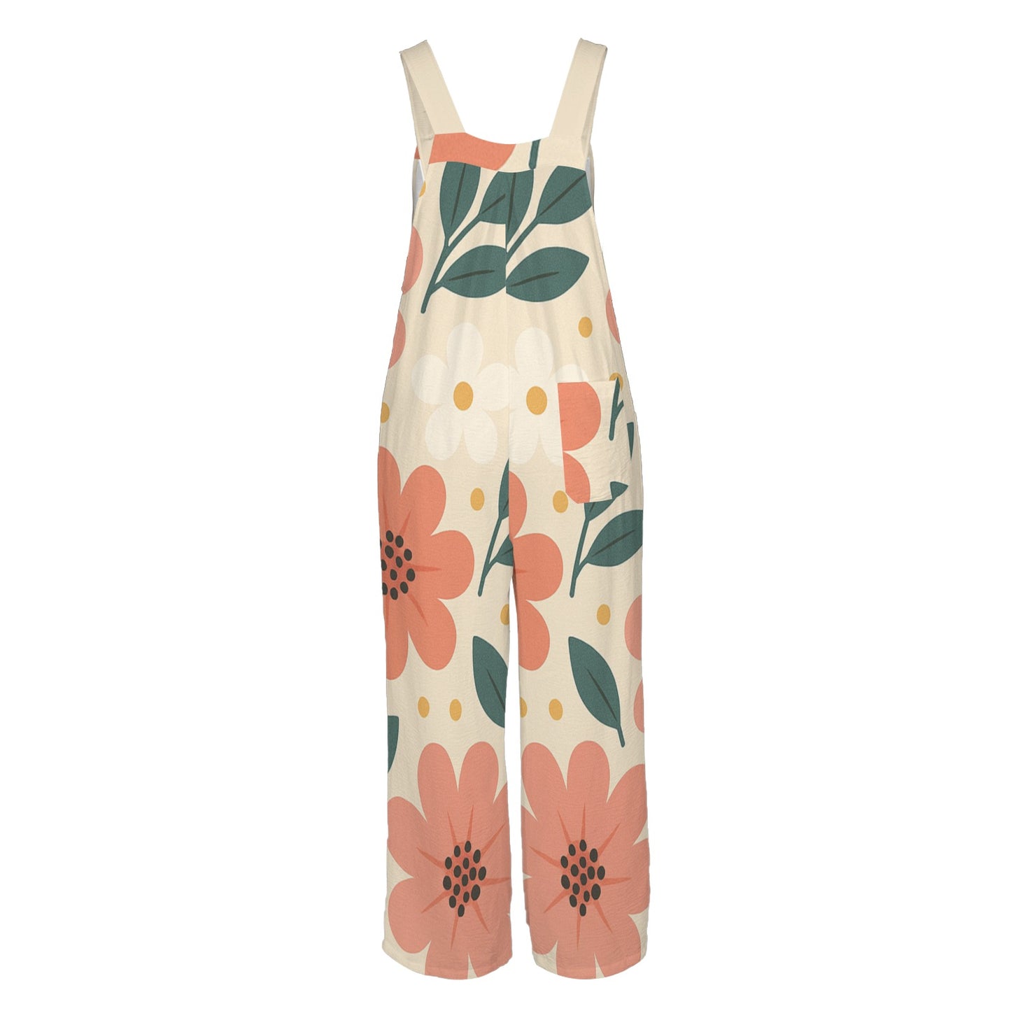 CZDE Women’s Floral Print Wide-Leg Overalls – Casual Boho Jumpsuit with Pockets
