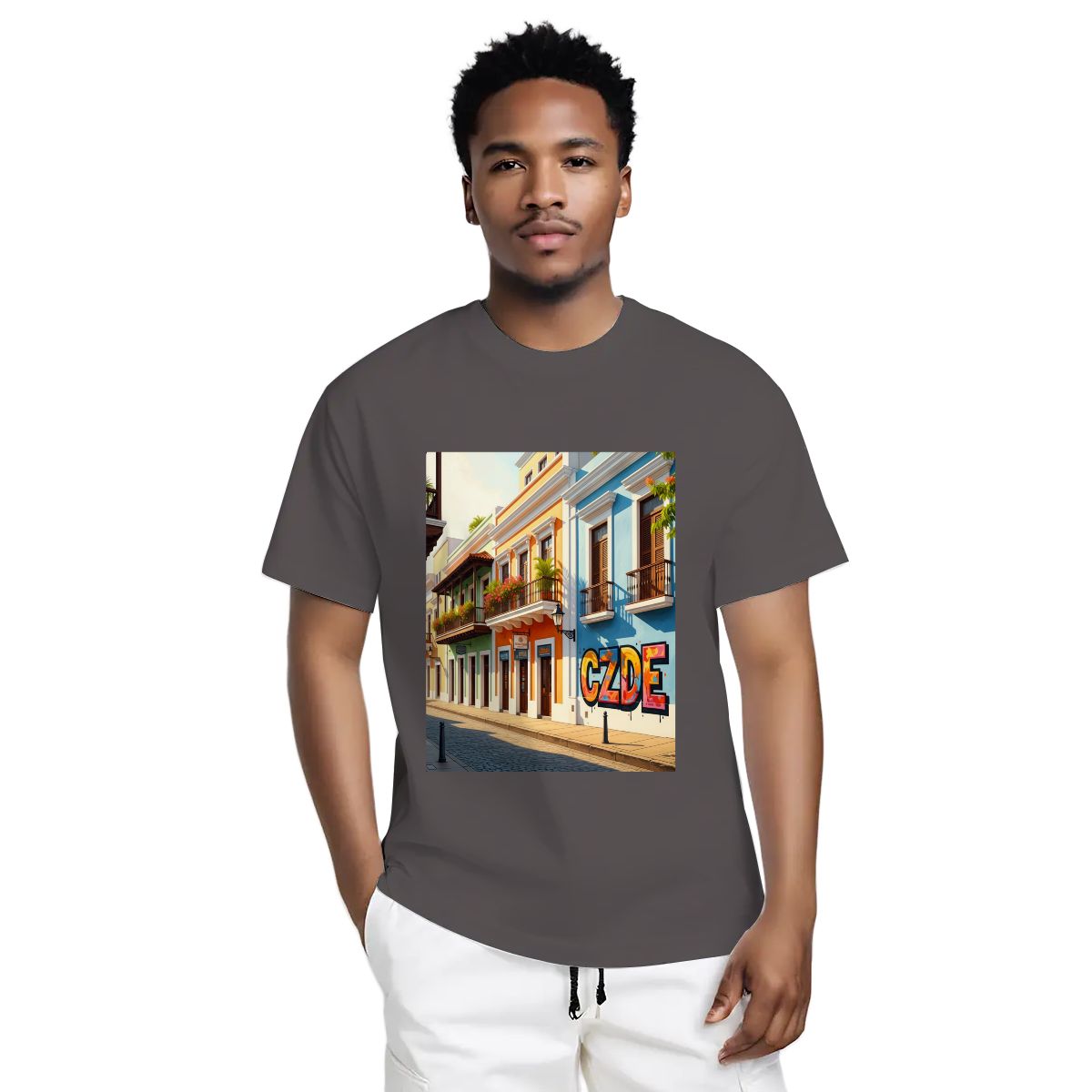 CZDE Old San Juan Street Graphic T-Shirt — Colorful Urban Vibe