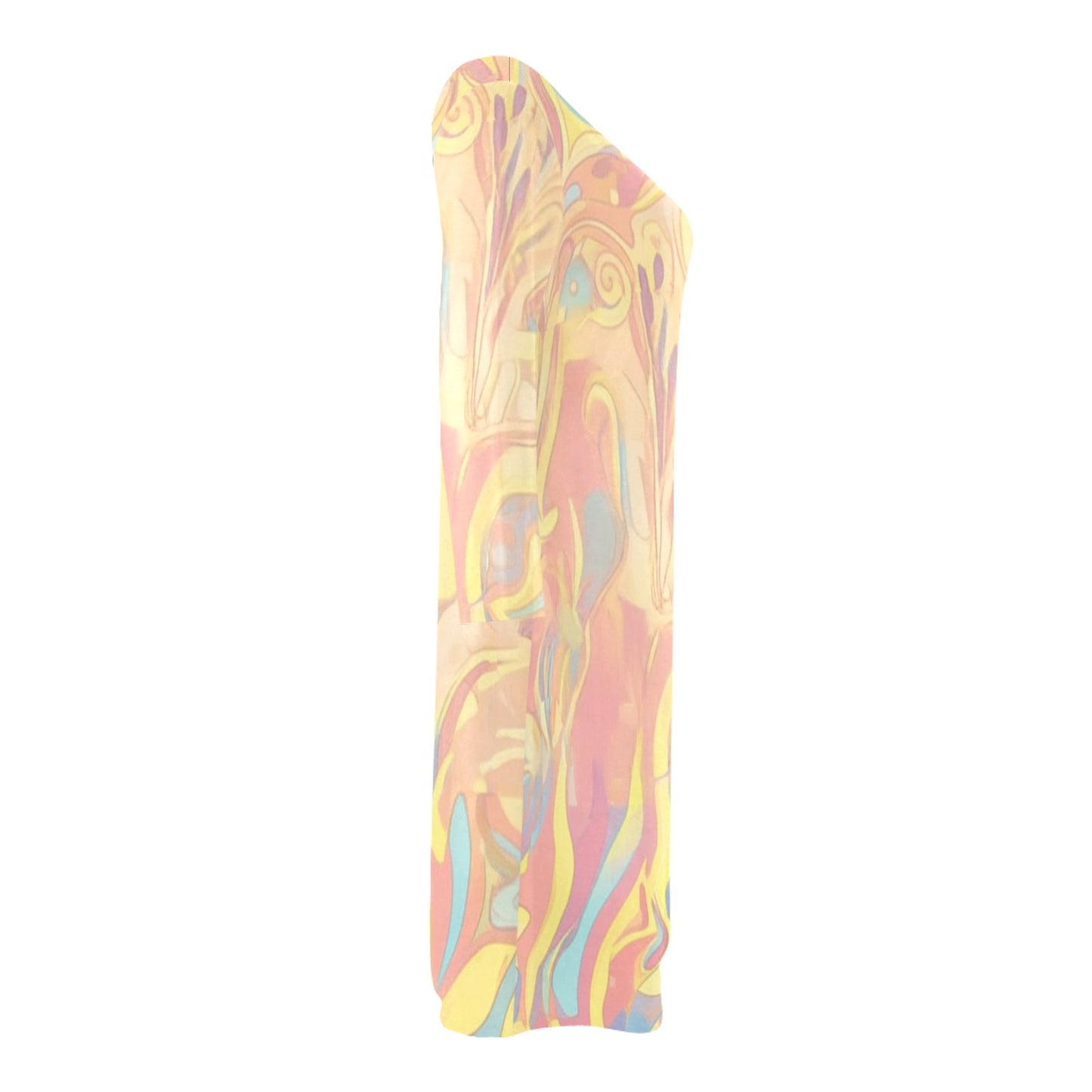 Abstract Print Bodycon Dress – 3/4 Sleeve Artistic Style by CZDE