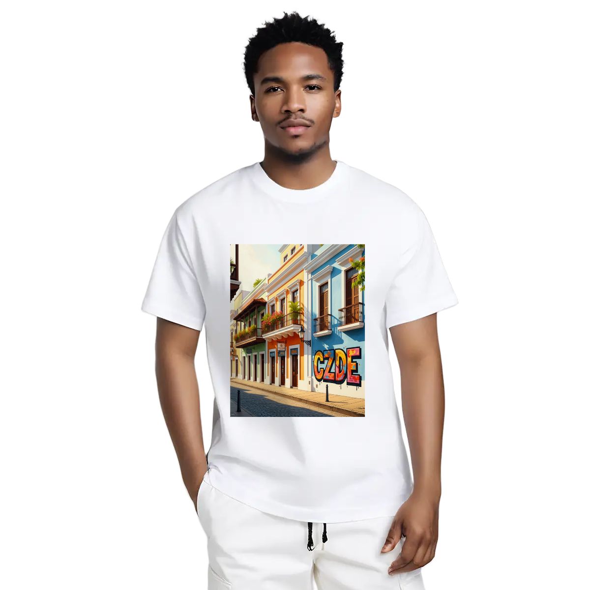 CZDE Old San Juan Street Graphic T-Shirt — Colorful Urban Vibe