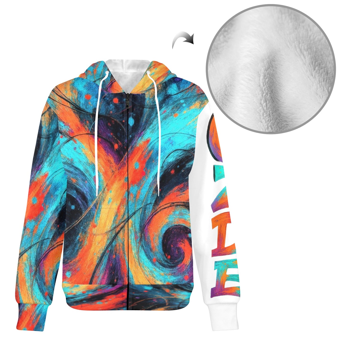 CZDE Cosmic Swirl Abstract Hoodie - Vibrant Street Art Design
