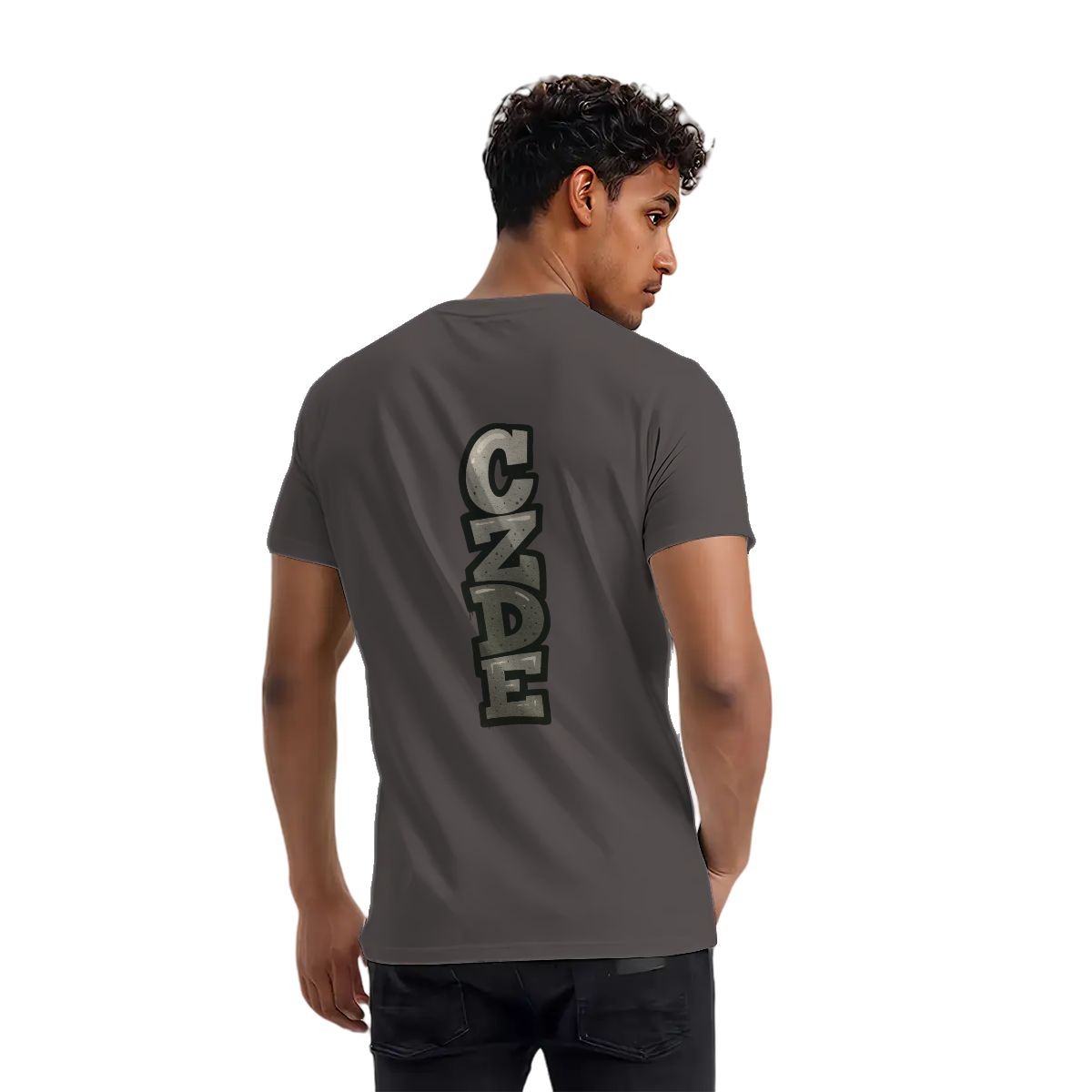 Men’s Black T-Shirt with Vertical CZDE Graffiti Print