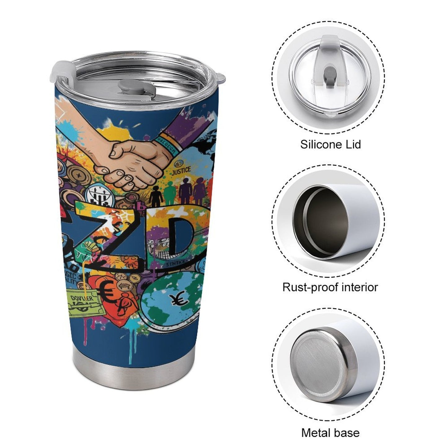 CZDE Graffiti Tumbler Cup – Colorful Art Stainless Steel Travel Mug