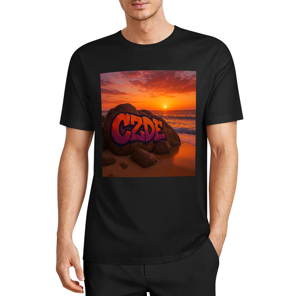 CZDE Sunset Rocks Tee – Art, Soul & Street Identity in Every Golden Hour