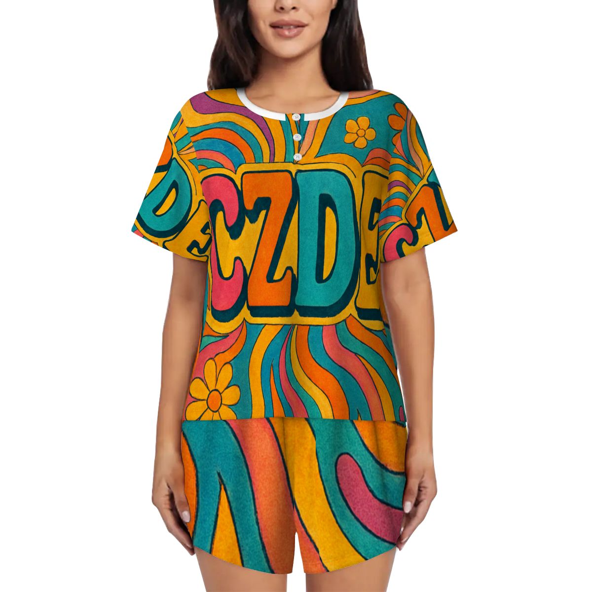 Feel-Good CZDE Pajama Set – Vintage Vibes for Lazy Mornings & Cozy Nights