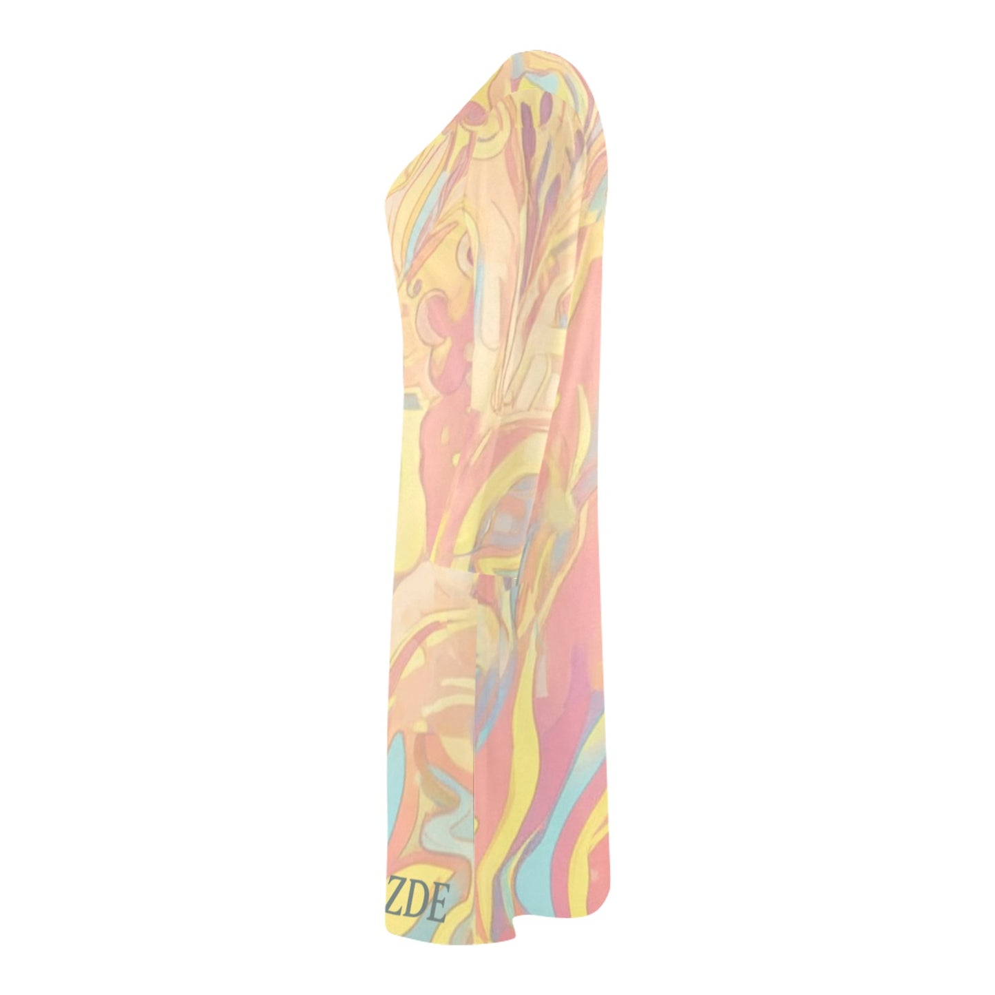 Abstract Print Bodycon Dress – 3/4 Sleeve Artistic Style by CZDE