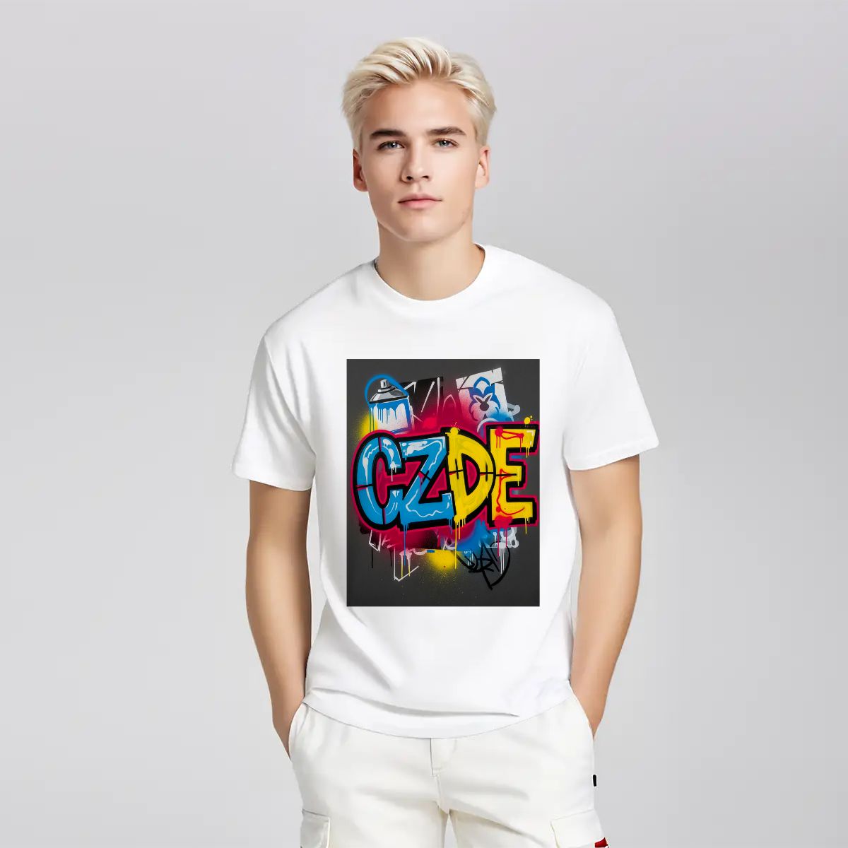 Unisex T-shirt Double Sided "CZDE Graffiti Burst Tee – Loud Color, Street Power"