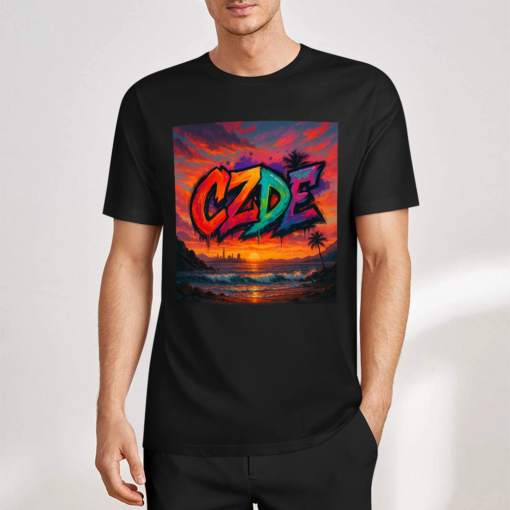 CZDE Sunset Graffiti Tee – Streetwear with Vibes | Bold Urban Style for Dreamers & Rule-Breakers