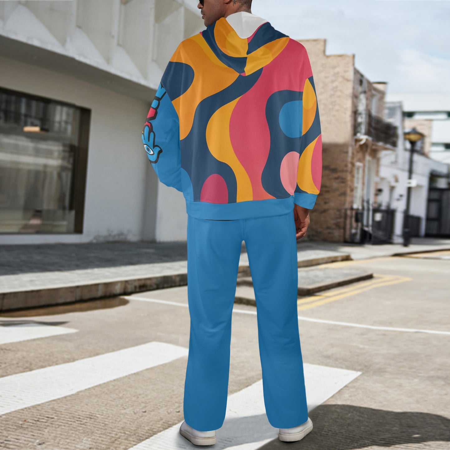 CZDE Abstract Art Tracksuit Set - Colorful Hoodie & Joggers Combo
