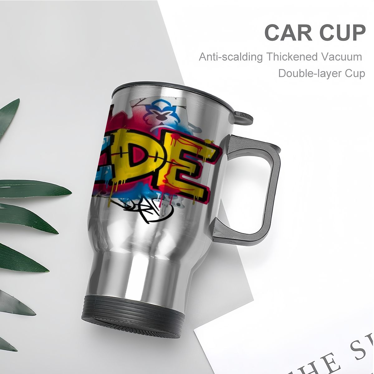 CZDE Graffiti Travel Mug – Double-Layer Car Cup