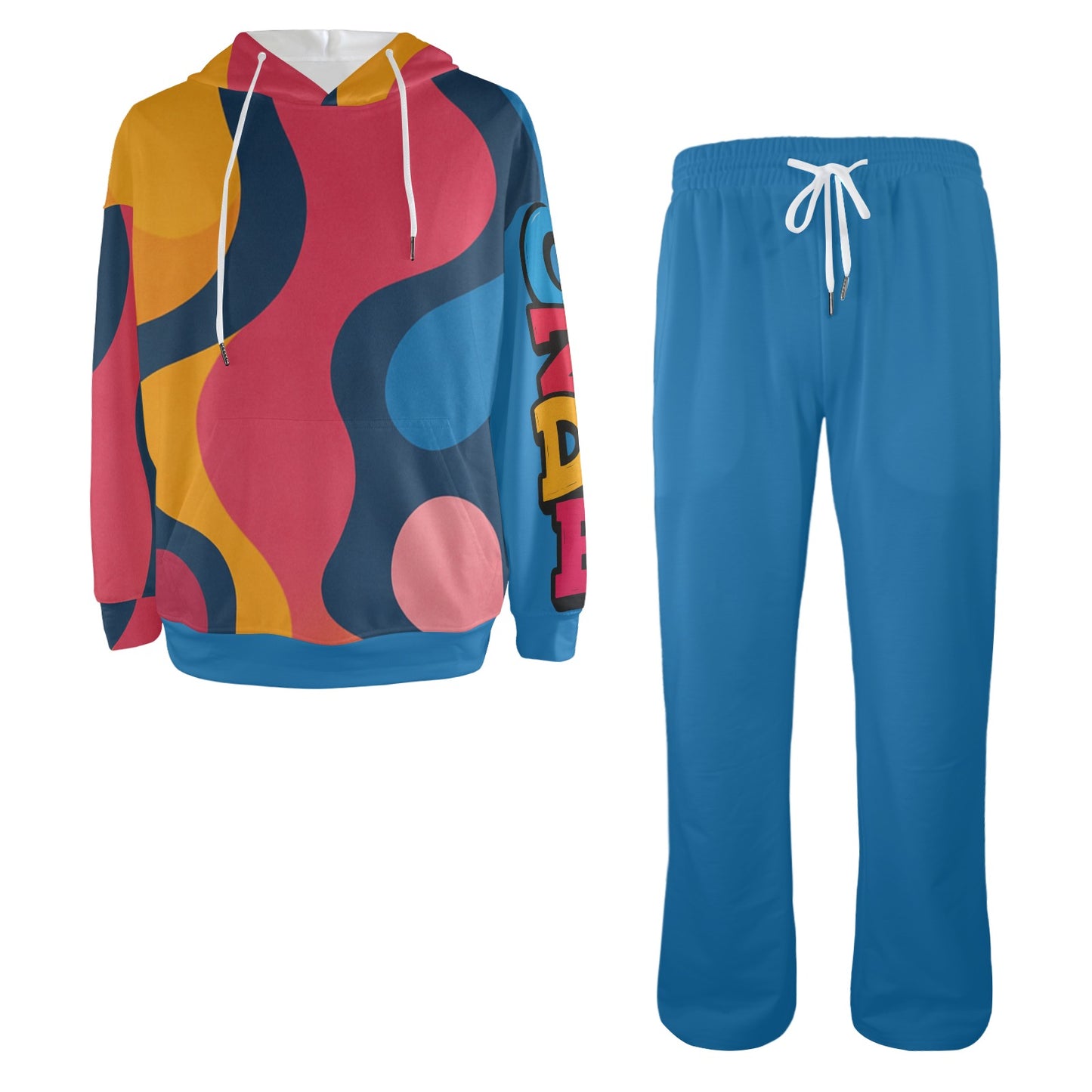 CZDE Abstract Art Tracksuit Set - Colorful Hoodie & Joggers Combo