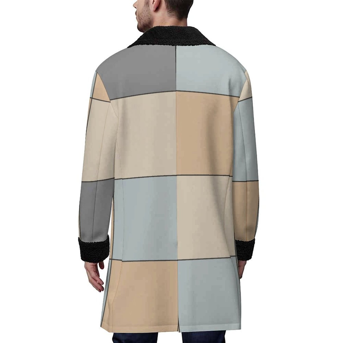 CZDE Color block Double Breasted Coat with Fur Collar - Premium Urban Outerwear