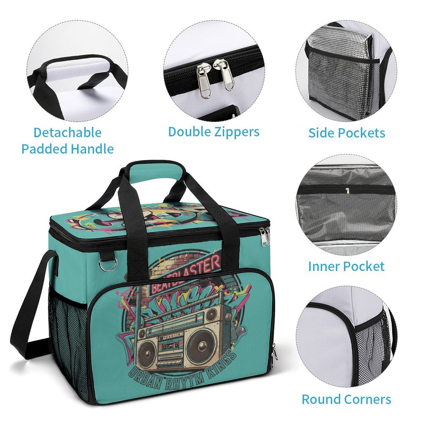 CZDE Retro Boombox Cooler Bag - Urban Rhythm Kings | Insulated Lunch Tote