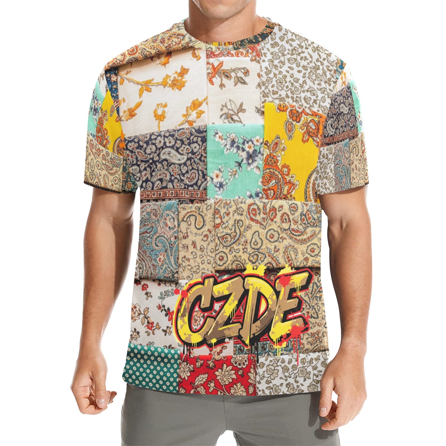 CZDE Patchwork Graphic T-Shirt — Vintage Meets Street Style