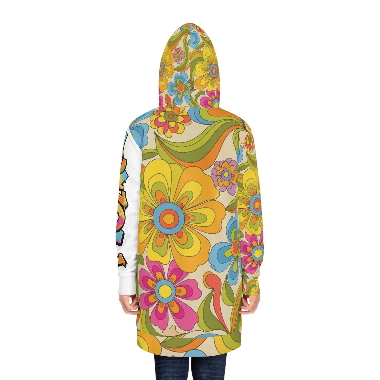 "Retro Floral Hoodie with CZDE Graffiti Print – Unisex Streetwear"