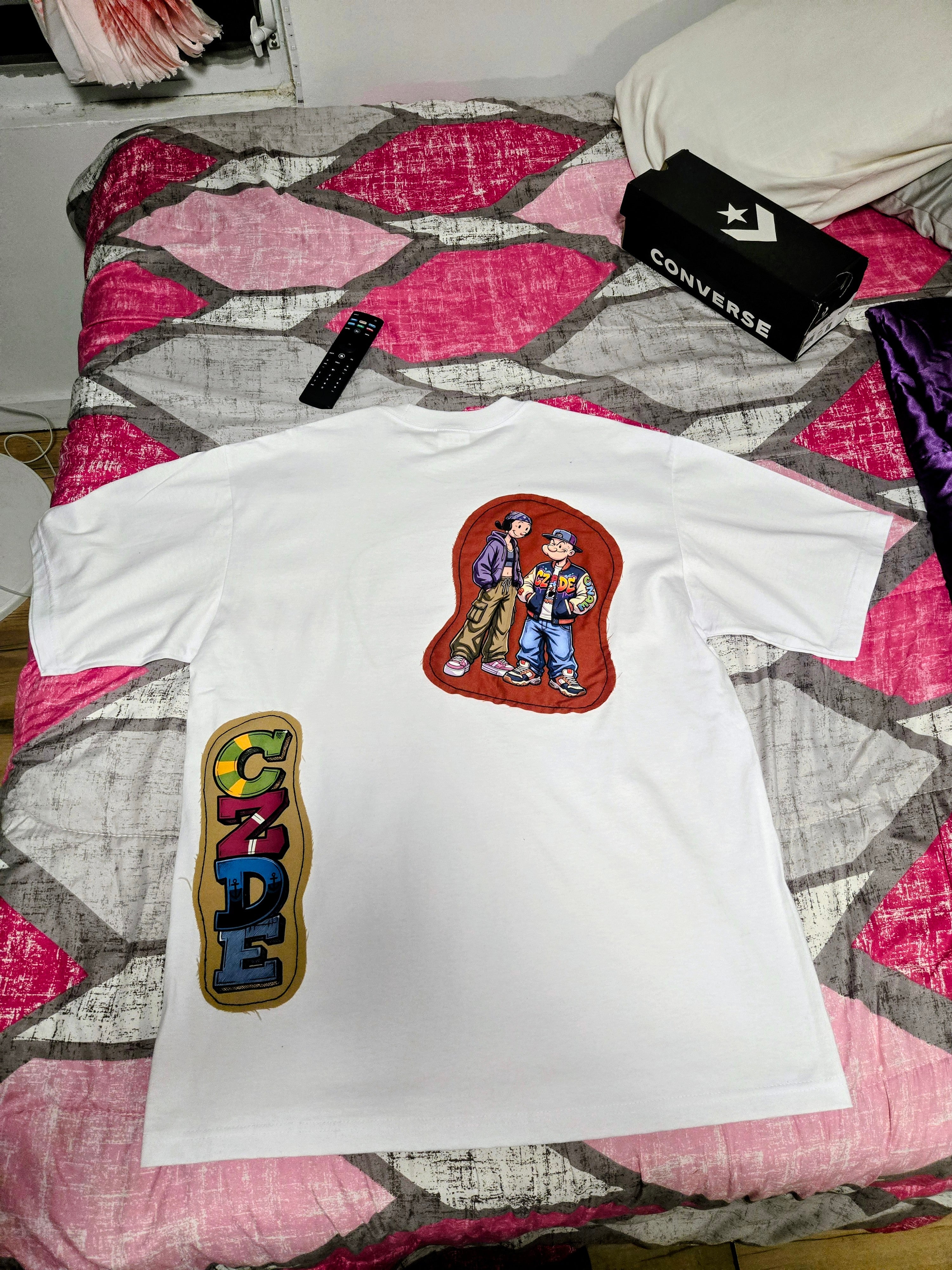 Streetwear Patch T-Shirt – Urban Cartoon Edition by CZDE