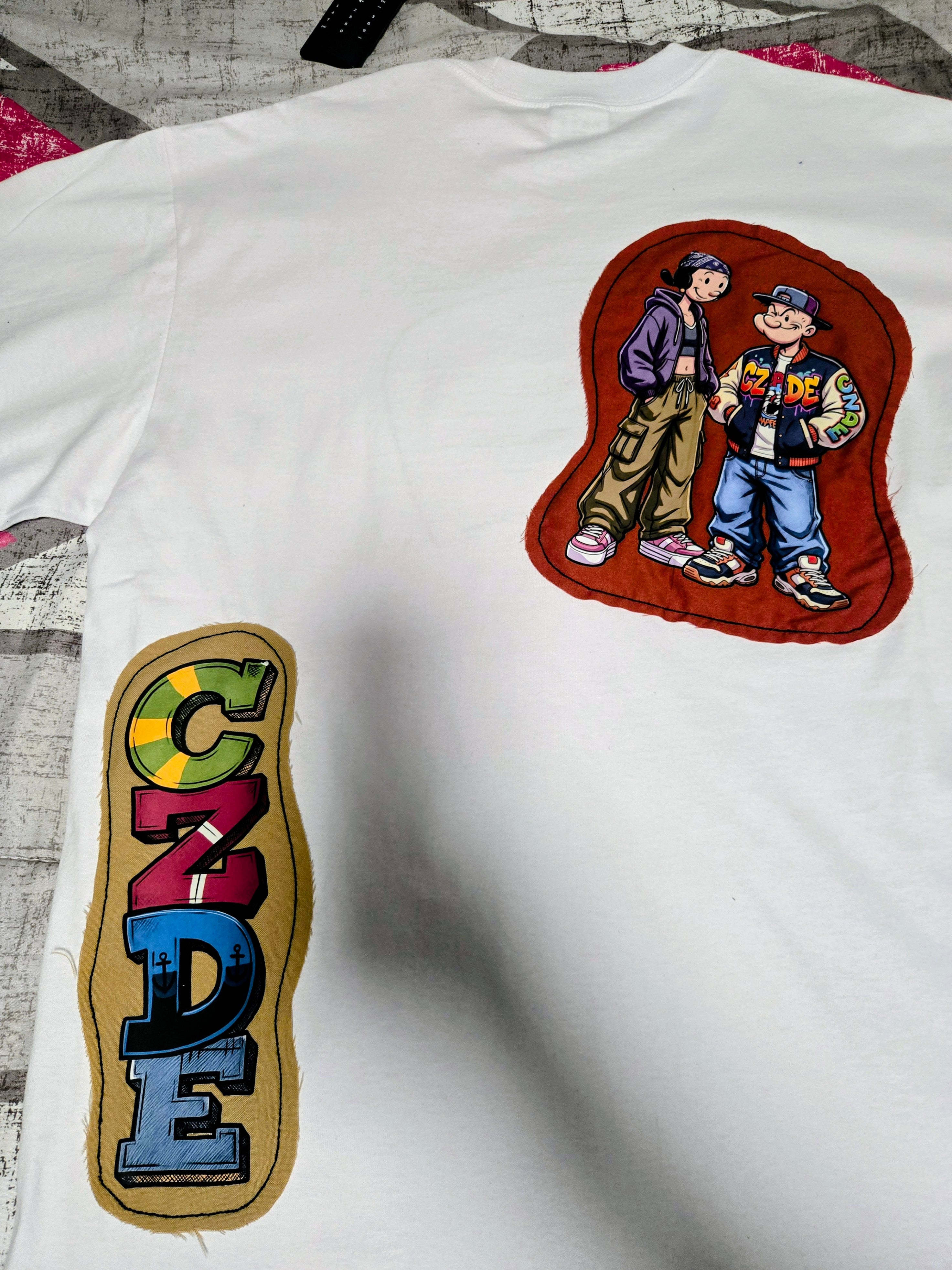 Streetwear Patch T-Shirt – Urban Cartoon Edition by CZDE