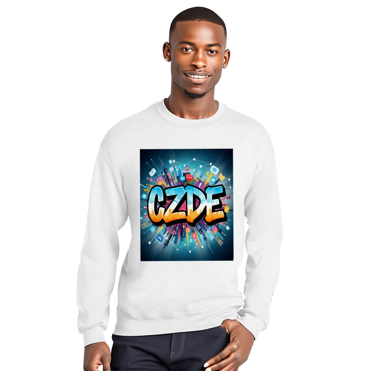 "CZDE Power Grid Crewneck – Digital Energy Meets Street Art | Bold Drop"
