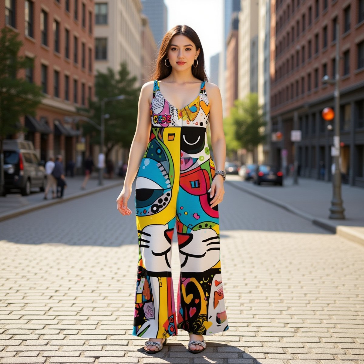 Artistic Colorful Jumpsuit - TikTok Trending Wide-Leg Statement Piece